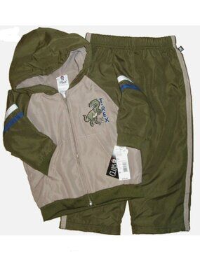 T Rex Dinosaur 2 pc Outfit Jacket Pants Set Boys Hoodie Sweat Suit Long Trousers